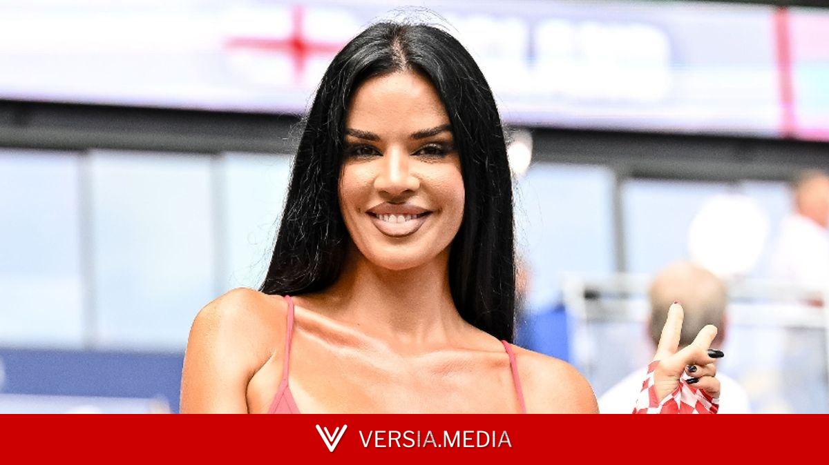 Ex-Miss Croatia Ivana Knoll makes her England vs Norway allegiances clear in eye-popping bikini