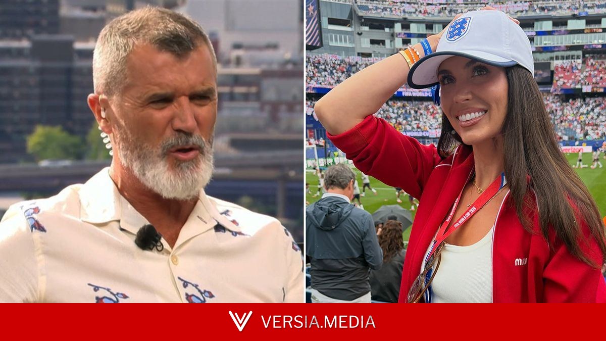 England WAG jokes to Roy Keane 'do you approve' after wardrobe malfunction left her braless