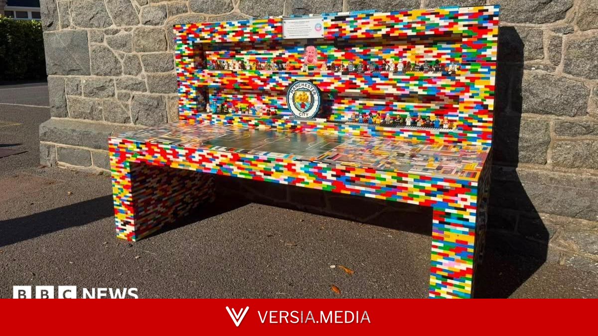 Life-size Lego bench built in memory of boy