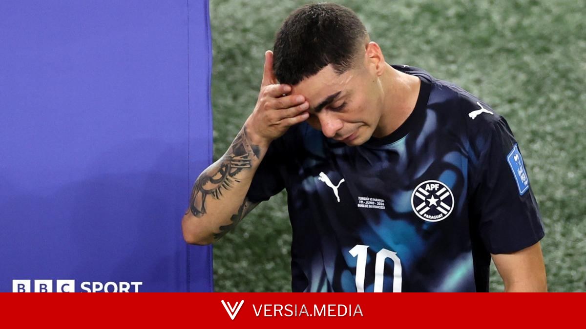 Almiron first player sent off for covering mouth