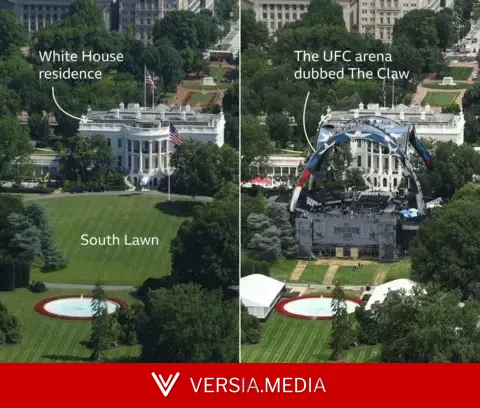 Trump hosts UFC cage fight on the White House lawn