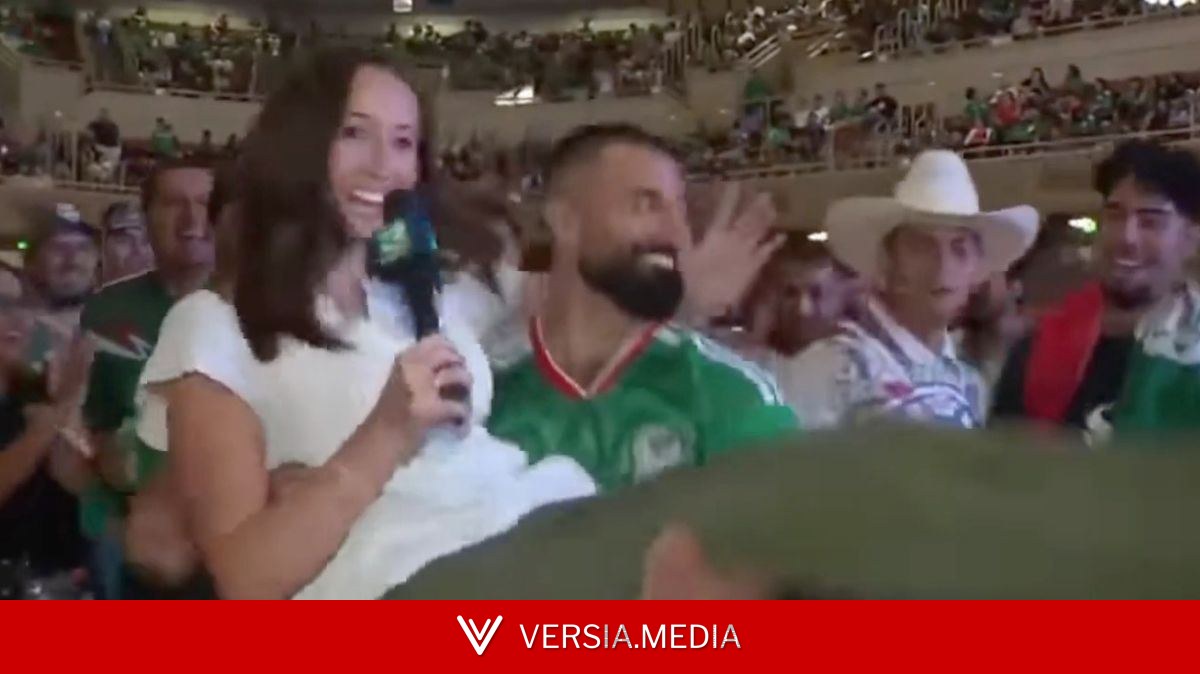 Stunning World Cup reporter thrown in the air by jubilant Mexican fans after win