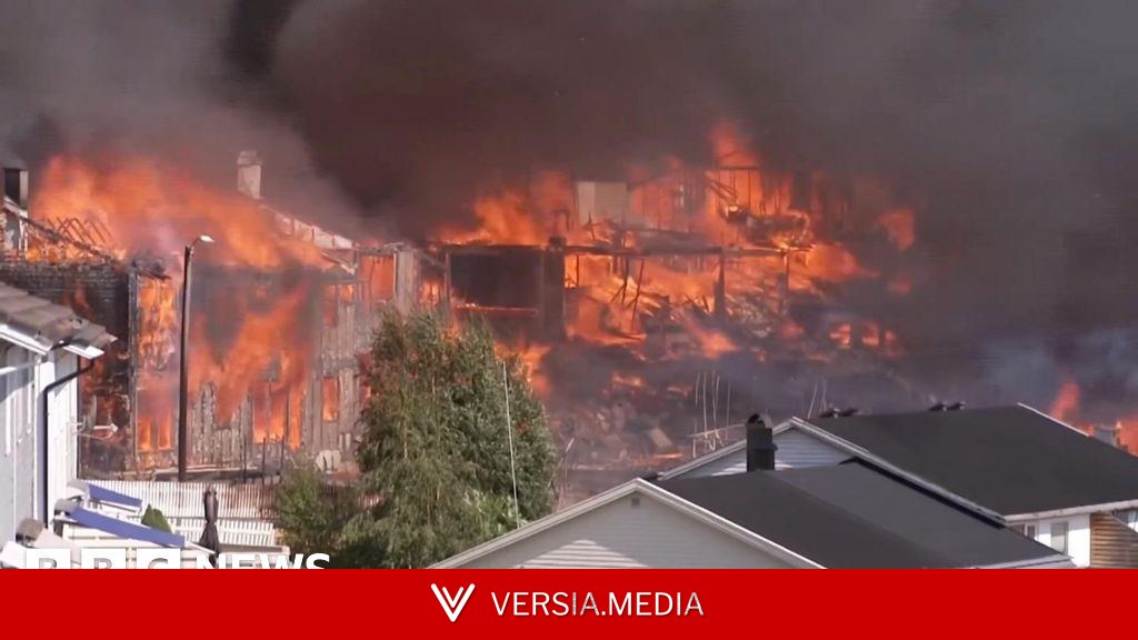 Watch: Helicopters dump water as huge Norway fire destroys homes