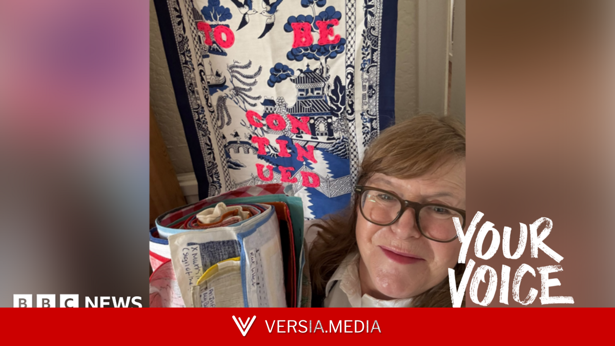 Artist happily reunited with lost tea towel art